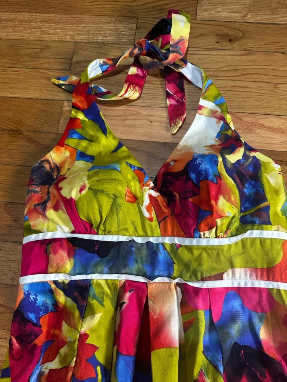 A Byer Floral Halter Dress Y2K Resortwear Vacation Vibrant‎ Sz 9